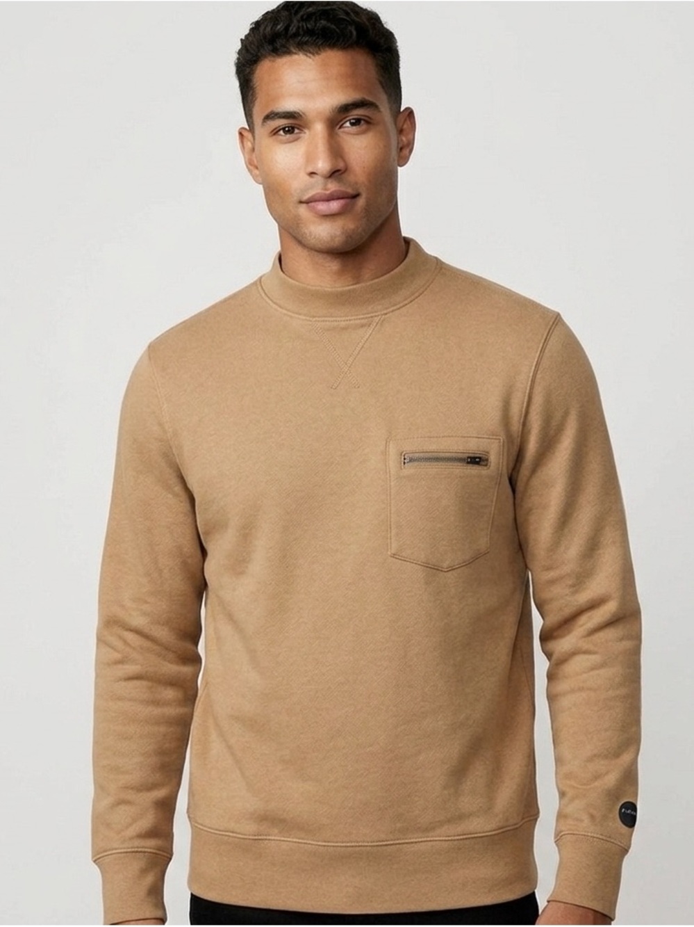 Arthur Beale Mens L Brown Sweater Pullover Zip Pocket Activewear